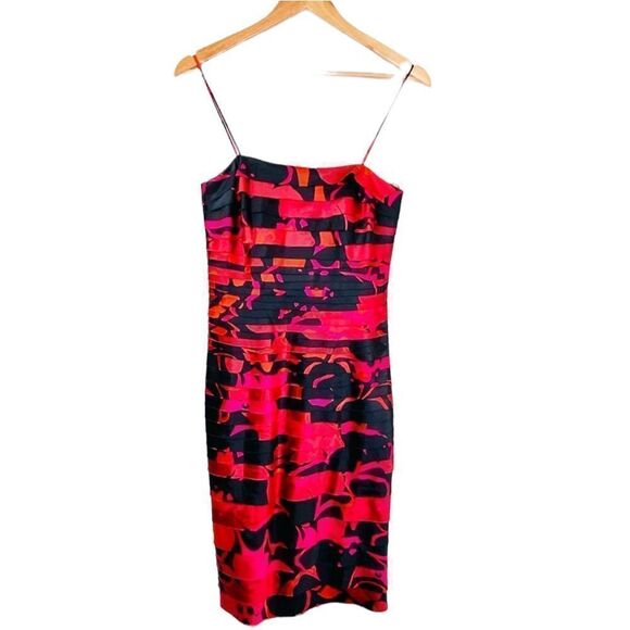 JS Collection red pink and black tiered dress spaghetti straps size 4 - Picture 1 of 7